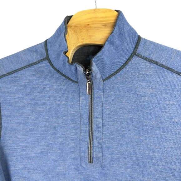 Tommy Bahama Sweater Men Flipshore Reversible Half-Zip Gray Blue Pullover - Picture 12 of 16